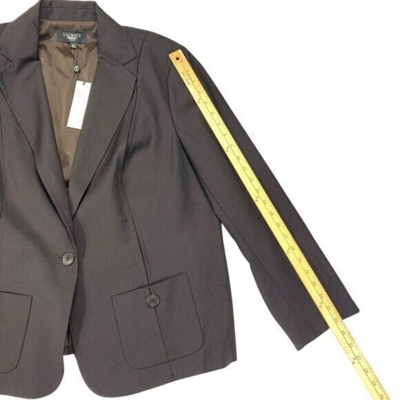 Talbots Single Button Wool Blazer Women 16W Brown Career Professional Modest New - Picture 14 of 16